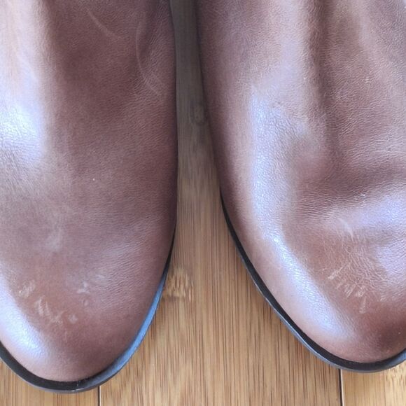 Lucky Brand Basel Booties Toffee Side Zip 1.5" Block Heel Round Toe 10W *WIDE* - Picture 6 of 16